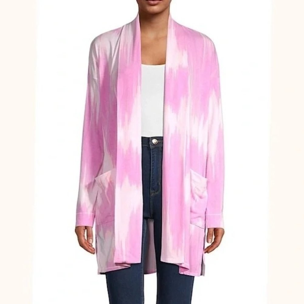 Natori Pink Tie Dye Open Front Women's Cardigan Jacket Size Small